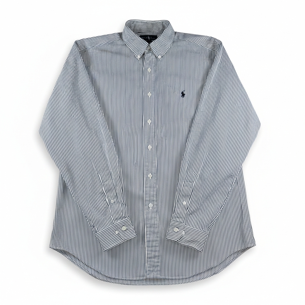 Polo Ralph Lauren Classic Fit Button Down Stripe Shirt Black/White 16.5 L Preppy